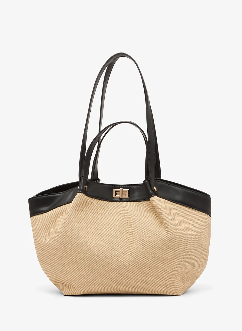 Ella Structured Colourblock Textured Tote Bag