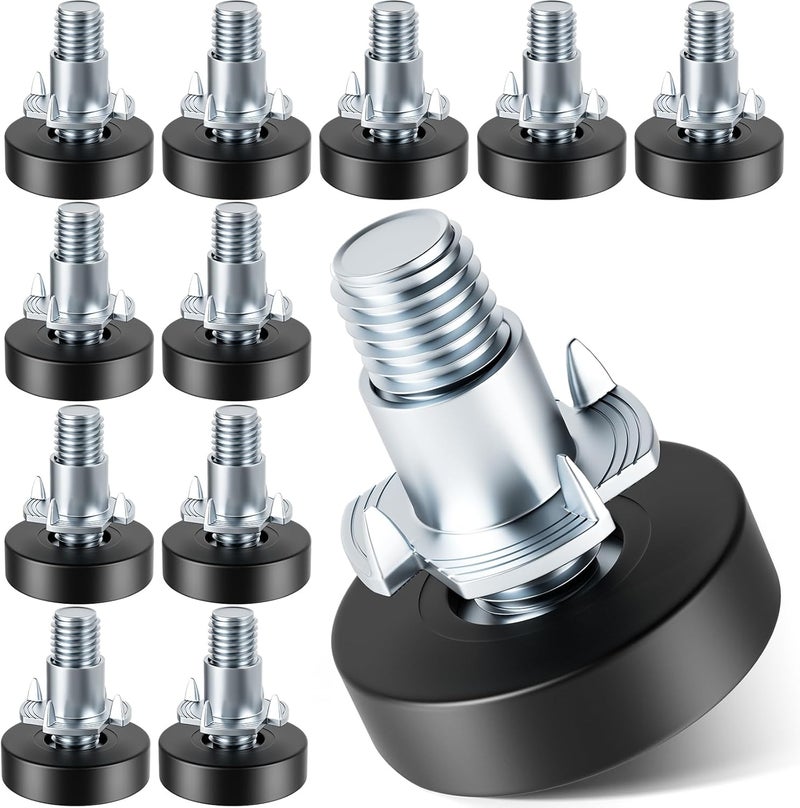 MROCO Furniture Leveling Feet with T-Nuts, 12 PCS 1/4"-20 UNC Thread Adjustable Levelers, Leg Levelers Table Feet Screw on for Deak, Chairs, Stool Legs, Cabinet - Image 1
