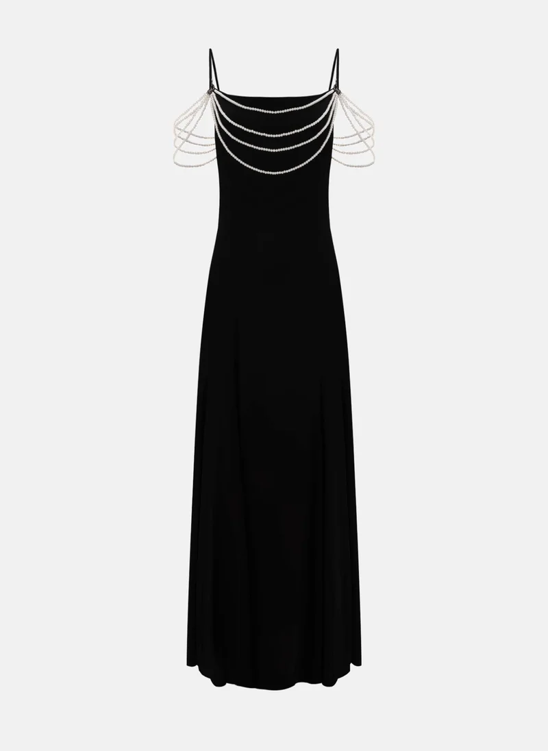 Lichi Maxi combination dress with pearl decor on the bodice