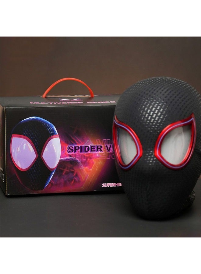 خوذة شخصية مايلز سبايدر مان مع عيون كهربائية متحركة، قناع يفتح ويغلق مع تحكم عن بُعد، مع علبة هدايا. - Image 1