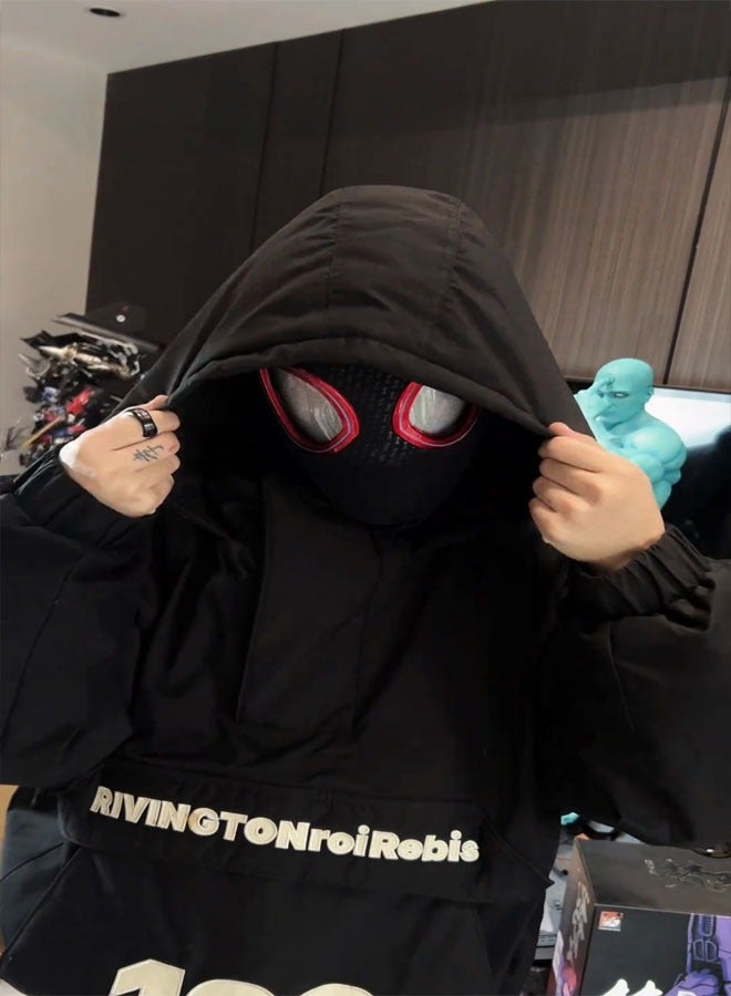 خوذة شخصية مايلز سبايدر مان مع عيون كهربائية متحركة، قناع يفتح ويغلق مع تحكم عن بُعد، مع علبة هدايا. - Image 5