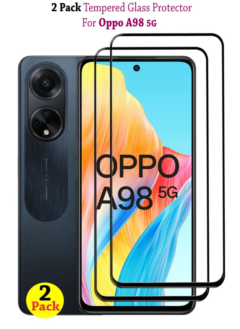 Waldic قطعتان من واقي الشاشة الزجاجي المقوى لهاتف Oppo A98 5G - أسود  - Image 1