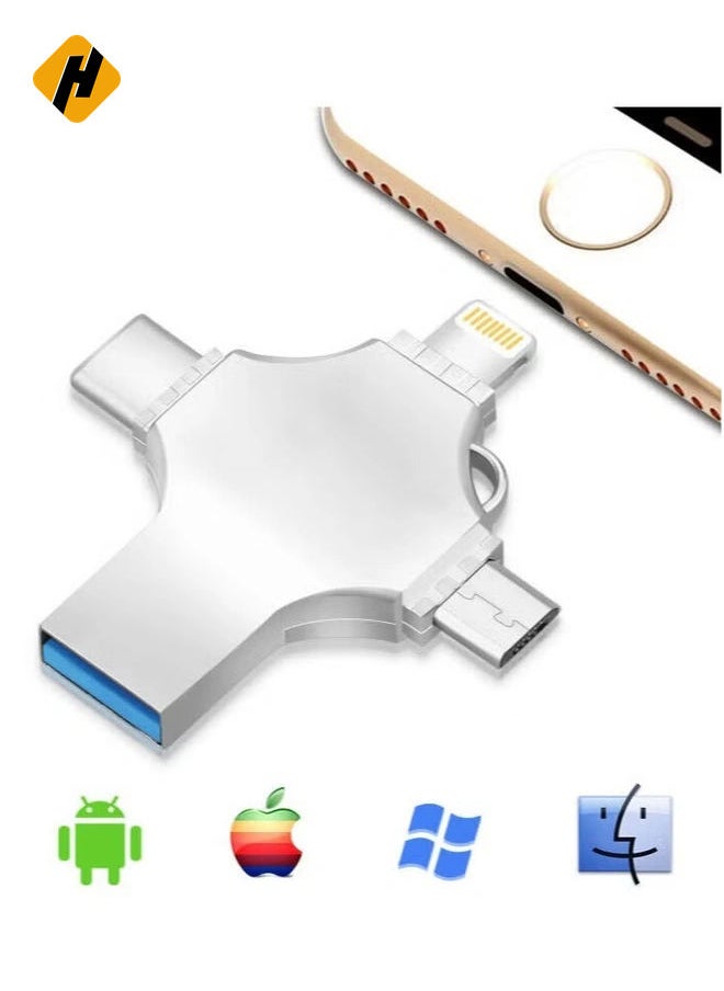 هوها السرعة العالية 4 في واحد متعدد الوظائف OTG USB فلاش محرك أقراص Type-C Pen Drive 3.0 قرص الذاكرة لـ iPad Android iOS PC 64G  - Image 1