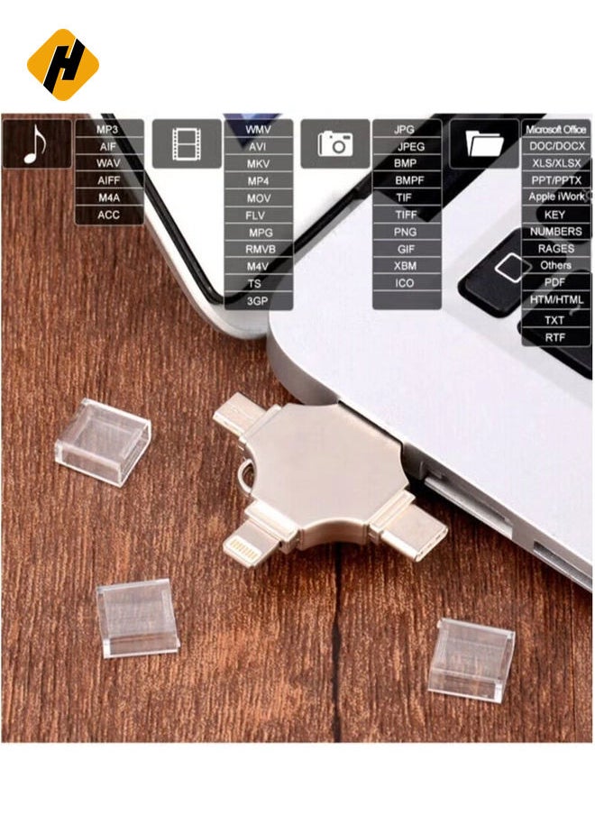 هوها السرعة العالية 4 في واحد متعدد الوظائف OTG USB فلاش محرك أقراص Type-C Pen Drive 3.0 قرص الذاكرة لـ iPad Android iOS PC 64G  - Image 5