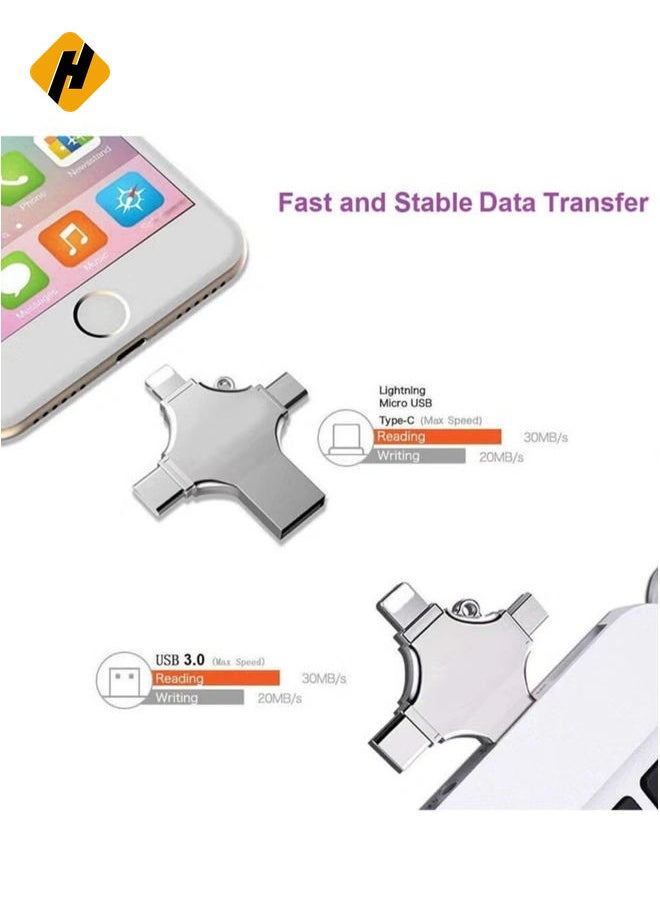 هوها السرعة العالية 4 في واحد متعدد الوظائف OTG USB فلاش محرك أقراص Type-C Pen Drive 3.0 قرص الذاكرة لـ iPad Android iOS PC 64G  - Image 4
