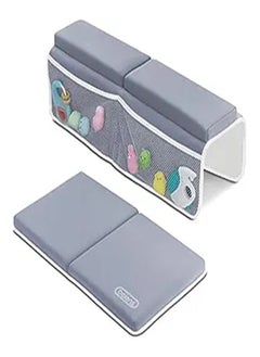 Goolsky Goolsky  Bath Kneeler and Elbow Rest Pad, 1.5'' Thick Quickly Dry Kneeling Pad and Elbow Support for Knee & Arm Support Large Bathtub Kneeling Mat with Toy Organizer for Happy Baby Bathing Time (Grey)  - Image 1