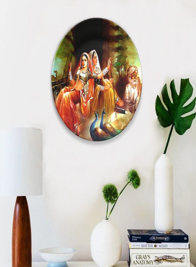 JIKRAA® Indian Traditional Art Ceramic Decorative Designer Wall and Table Top Plate/Platter with Stand and Hook, Decorative Wall Plates with Stand for Living Room, Home and Office - Design12 (8 Inch) - Image 2