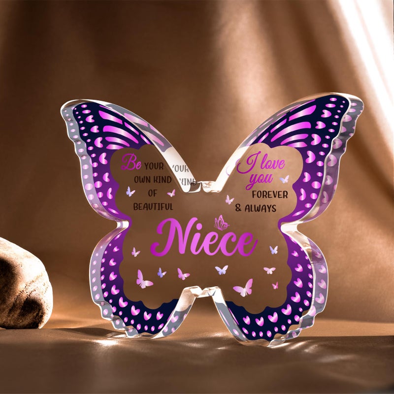 GLEEVERA Niece Gifts from Auntie Aunt  Gifts for Nieces from Aunt for Birthday Mothers Day Valentines Christmas Graduation - Butterfly-shaped Acrylic Plaque - Image 4