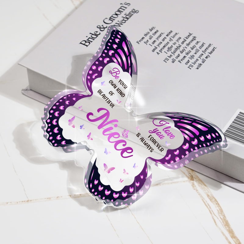 GLEEVERA Niece Gifts from Auntie Aunt  Gifts for Nieces from Aunt for Birthday Mothers Day Valentines Christmas Graduation - Butterfly-shaped Acrylic Plaque - Image 5