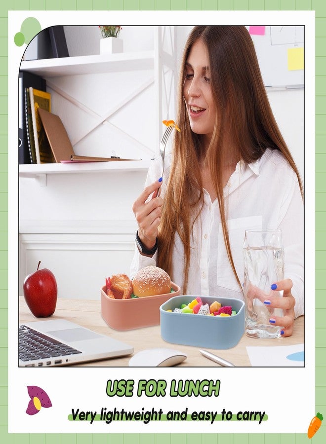 Layhit علبة غداء بينتو سيليكون من لاي هيت، 4 قطع، للبالغين، سعة 23.7 أونصة، قابلة لإعادة الاستخدام، علب تخزين طعام محكمة الإغلاق مع أغطية، مناسبة لوجبات الغداء والوجبات الخفيفة، آمنة للاستخدام في غسالة الصحون والفريزر (لون رمادي لوتس وردي متعدد الألوان) - Image 5