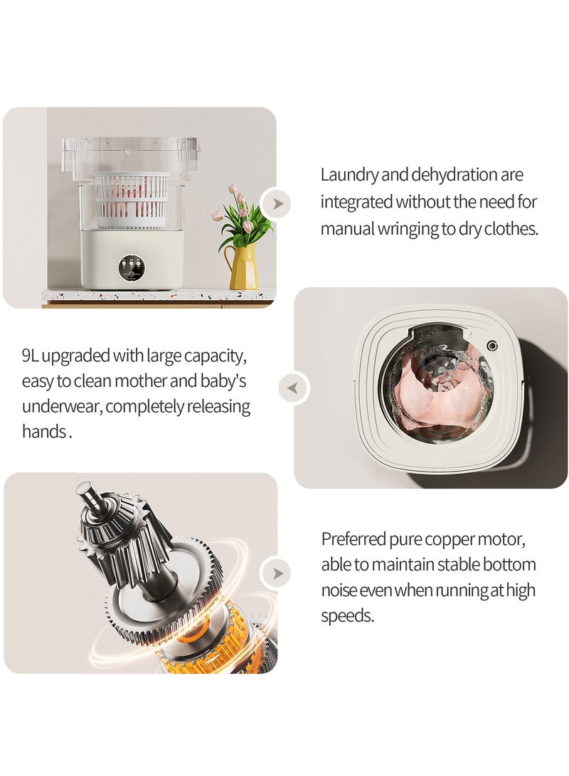 Snooe Foldable Washing MachineMini Folding Washing Machine, 8L Portable Washing Machine with Drain Basket, for Apartment, Travel, Underwear, Personal, Kids - Image 4