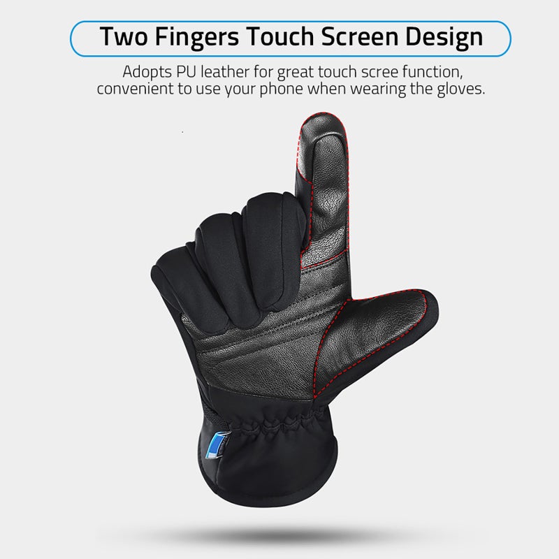kyncilor Winter Skiing Gloves: Black Size L, Waterproof Windproof Wear-resistant - Warm Thicken Suede Liner, Anti-slip Palm Touch Screen Gloves for Winter Snow Sports - Image 3