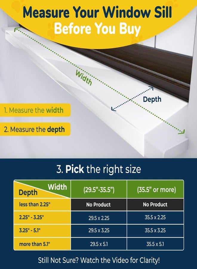PROTECTO Window Sill Protector from Dogs 35.5 x 3.25 Clear Window Guards from Cats Scratching, Chewing & Clawing | Keep Your Sills Smooth & Paws Safe | Ultra Strong Window Sill Cover Protection - Image 2