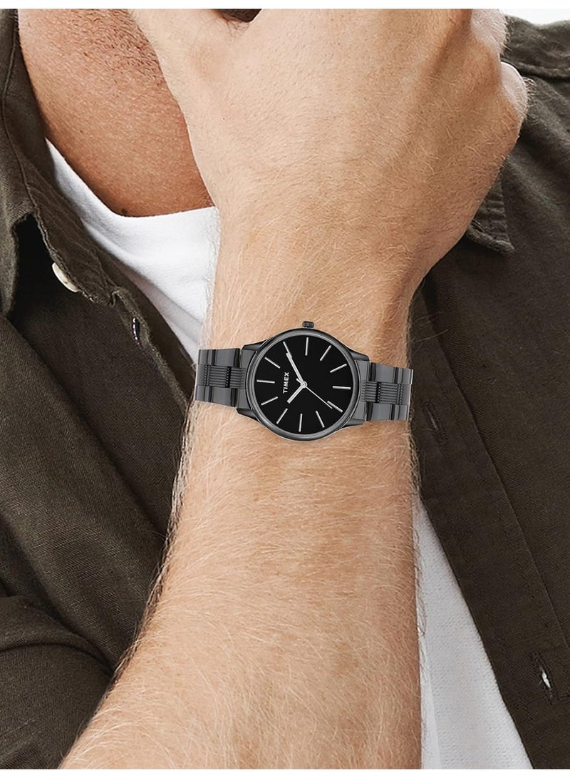 TIMEX Analog Watch for Man with Black Round Dial & Black Stainless Steel Bracelet Band Water Resistant Men's Wrist Watches - TWTG73SMU05 - Image 4