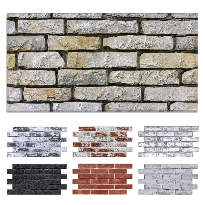 Commomy Faux Brick 3D Wall Panels - 12 pcs of 22.8" x 11.8" - Thin & UrltraLight PVC Peel and Stick Tile Brick Stone Textured for Kitchen, Bedroom,Living Room,TV Background(Covers 22.48 sq.ft) - Image 1