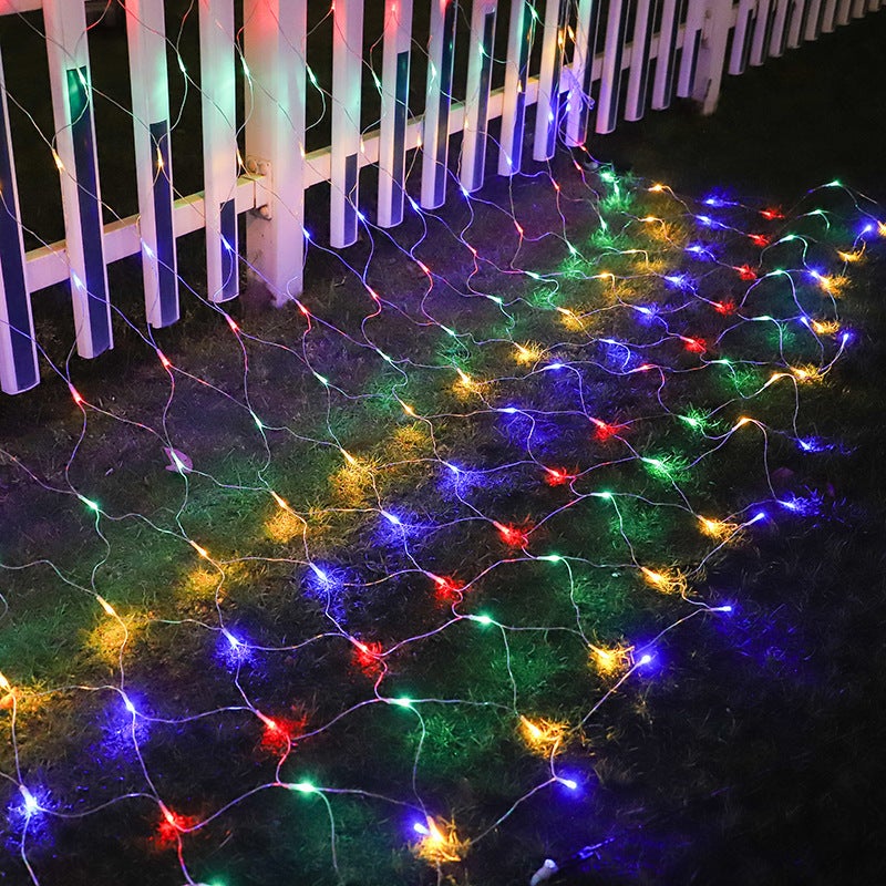 Outdoor Waterproof LED Fishing Net Light Colorful Light Flashing Light  Holiday Courtyard Greening Decoration All over the Sky Star Grid Light String - Image 3
