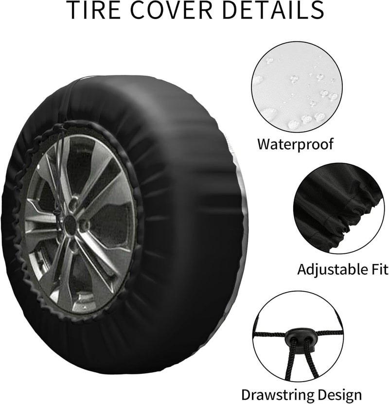 kdkdua Camping Rules Rv Spare Tire Cover, Universal, Black, Polyester, Fits 23.5"-33" Tires, Suitable for Trailer, Van, Truck, SUV, RV - Image 4