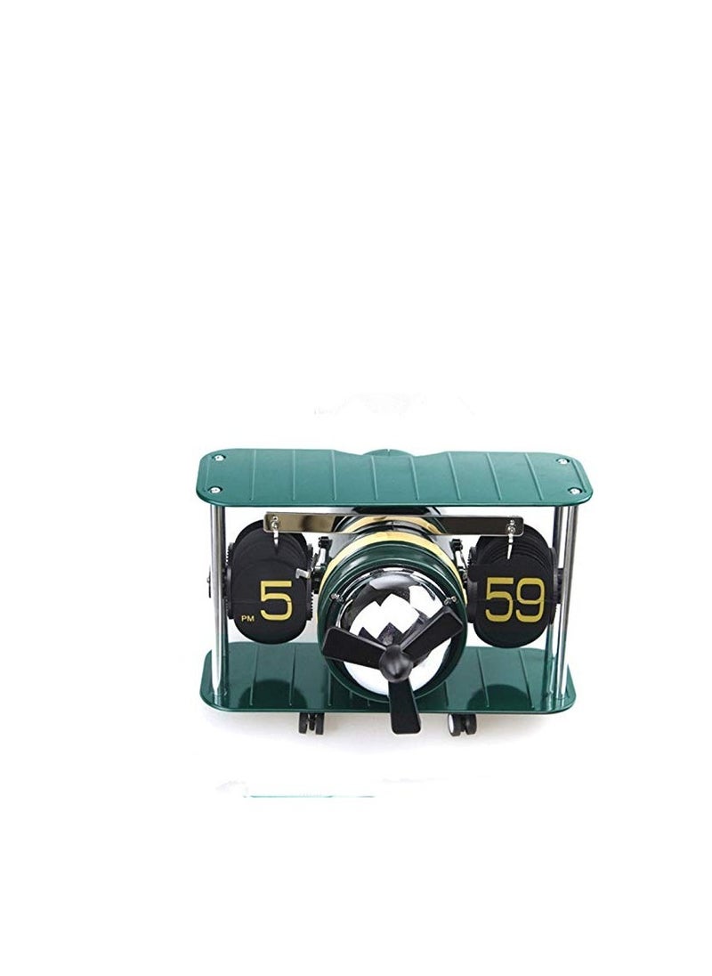 Excefore - Airplane Flip Clock,Auto Filp Clock,Retro Vintage Digital Flip Down Clock,Airplane Head Filp Clock Desk Hanging Dual-Use,Creative Home Clock For Office Home Wall Decoration,No Battery Included,Green - Image 1