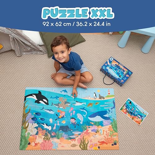 BONNYCO Giant Floor Puzzles for Kids of Sea Animals with 48 Large Pieces Jumbo Puzzle 362 x 244 in Gifts for Boys and Girls Educational Kids Toys Ages 28 - Image 5