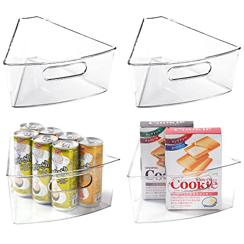 Leeden Lazy Susan Organizer for 26" Diameter Corner Lazy Susan, Plastic Kitchen Cabinet Storage Bins with Handle, 4 Packs, 1/8 Wedge - Food Safe, BPA Free - Image 1