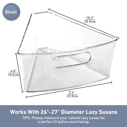 Leeden Lazy Susan Organizer for 26" Diameter Corner Lazy Susan, Plastic Kitchen Cabinet Storage Bins with Handle, 4 Packs, 1/8 Wedge - Food Safe, BPA Free - Image 4