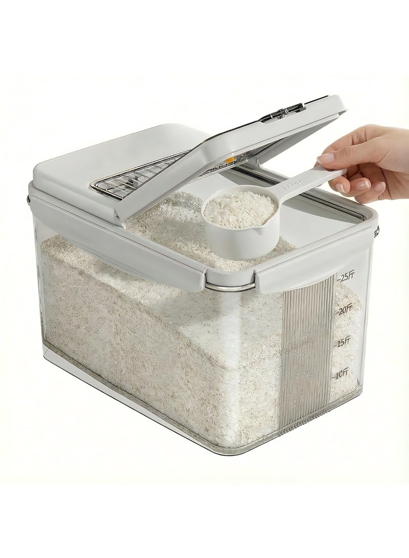 DUNISO Rice Container, Sealed Food Storage Container, Rice Dispenser, Food Storage Bins with Lids and Measuring Cup, BPA Free, Kitchen Extra Large Grain Storage Containers for Rice, Flour, Cereal, Sugar, or Pet Food - Image 4