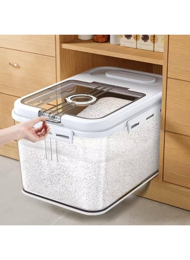 DUNISO Rice Container, Sealed Food Storage Container, Rice Dispenser, Food Storage Bins with Lids and Measuring Cup, BPA Free, Kitchen Extra Large Grain Storage Containers for Rice, Flour, Cereal, Sugar, or Pet Food - Image 2