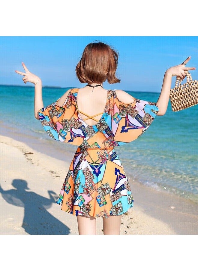 Skin-friendly Yifu One-piece Conservative Skirt-style Swimsuit For Women, Tummy Control, Slimming, Korean Style, Fairy-like, Plus Size, Suitable For Curvy Women - Image 5