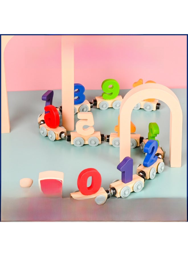 Children's Educational Wooden Toys Section 12 Magnetic Digital Educational Assembled Color Wooden Train Educational Toys-Color:Section 11 Fruit Magnetic Train - Image 2