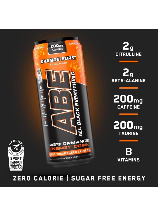 Applied Nutrition - Applied Nutrition ABE Pre Workout Cans - All Black Everything Energy + Performance Drink, Orange Burst - Image 1