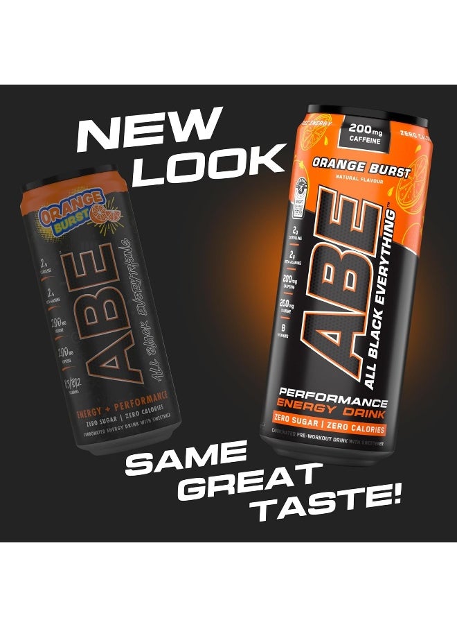 Applied Nutrition - Applied Nutrition ABE Pre Workout Cans - All Black Everything Energy + Performance Drink, Orange Burst - Image 1