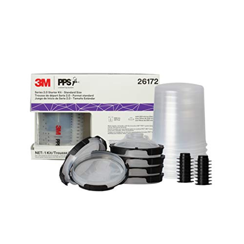 3M PPS 2.0 Paint Spray Gun System Starter Kit with Cup, Lids and Liners,26172, 22 OZ, 200-micron Filter, Use for Cars, Home & more,1 Paint Cup,6 Disposable Lids and Liners,16 Sealing Plugs, Gray - Image 1