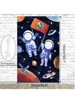 HOWAF Outer Space Theme Party Decorations Large Fabric Astronaut Face Photography Banner Background Astronaut Pretend Play Party Game Photo Props Backdrop Universe Planets Theme Party Favor Supply  - Image 3