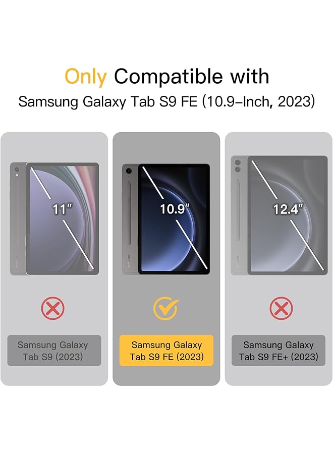 جي تيك حافظة لجهاز سامسونج جالكسي تاب S9 Fe مقاس 10.9 بوصة مع حامل قلم S، غطاء خلفي شفاف صلب من البولي كربونات مع حامل ثلاثي الطيات وخاصية الإيقاظ التلقائي باللون الأسود - Image 2