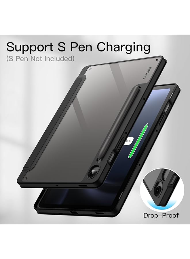 جي تيك حافظة لجهاز سامسونج جالكسي تاب S9 Fe مقاس 10.9 بوصة مع حامل قلم S، غطاء خلفي شفاف صلب من البولي كربونات مع حامل ثلاثي الطيات وخاصية الإيقاظ التلقائي باللون الأسود - Image 4