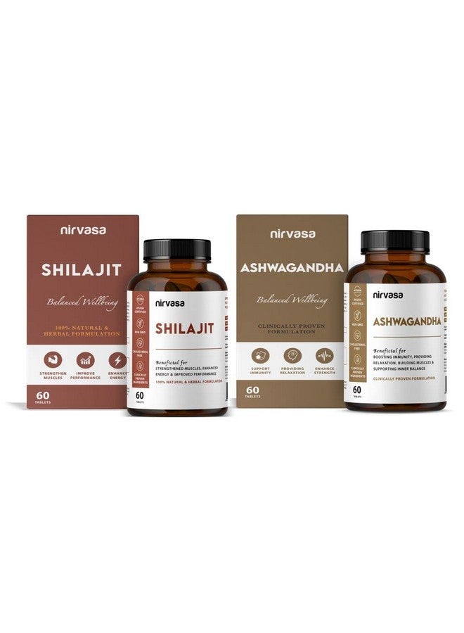 Nirvasa Shilajit Capsules (800 mg) Purest Shilajit - 60 Capsules (Shilajit + Ashvagandha, Combo) - Image 1