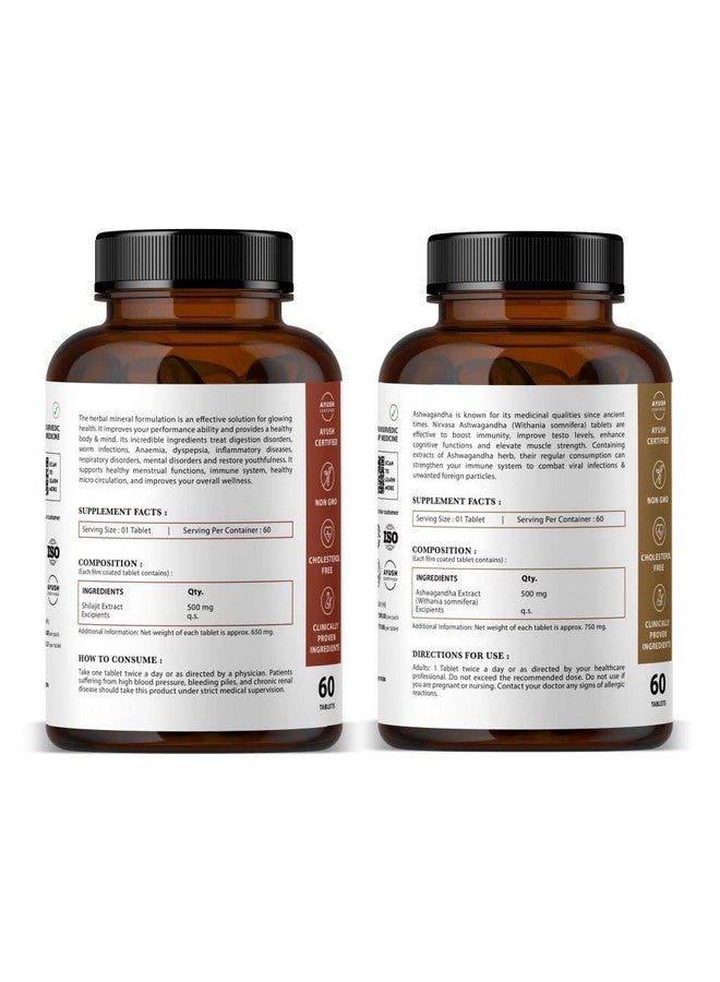 Nirvasa Shilajit Capsules (800 mg) Purest Shilajit - 60 Capsules (Shilajit + Ashvagandha, Combo) - Image 3