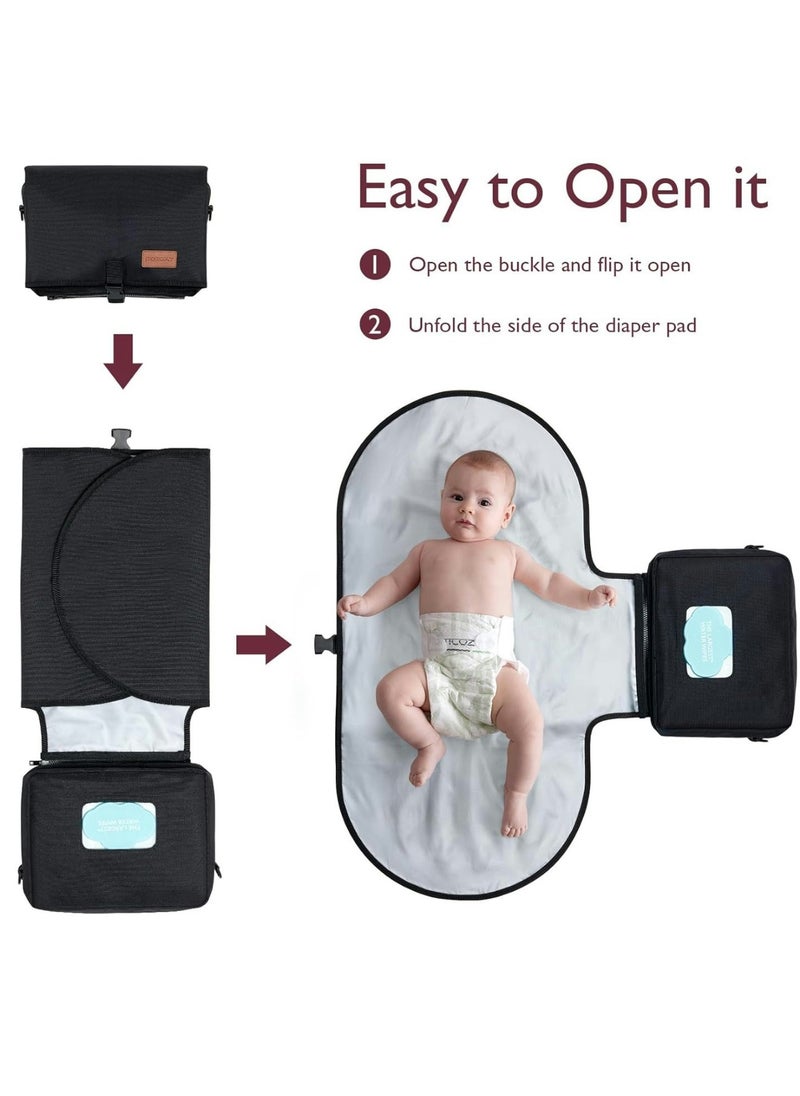 Momcozy 2-in-1 Diaper Changing Pad - Extra-Large Portable Diaper Pad Waterproof and Foldable for Newborns to Toddlers - Also Used As Adjustable Shoulder Bag with Wipes Pocket  - Image 4