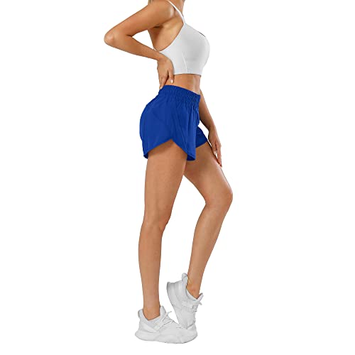 Aurefin Athletic Shorts for Women,Women's Quick Dry Workout Sports Active Running Track Shorts with Elastic and Zip PocketsSky Blue/XX-Small - Image 2