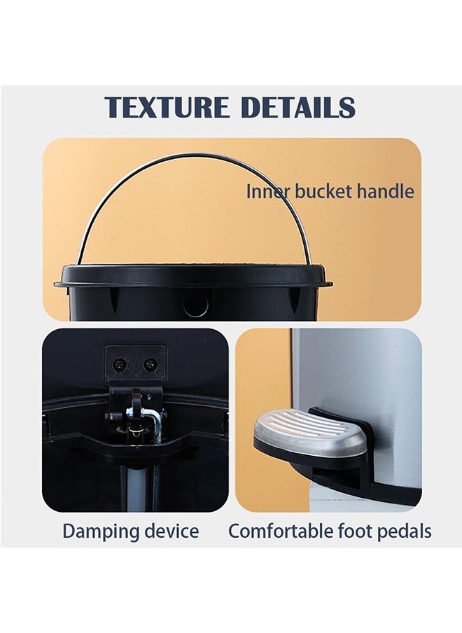 JCB CHIC 8 Liter Stainless Steel Pedal Trash Bin with a Polished Finish and Removable Internal Bucket  - Image 5