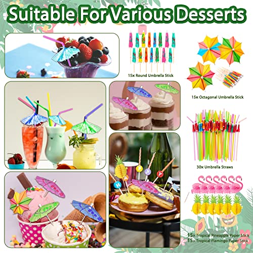 UJOYANT 323 Luau Party Decorations, Hawaiian Party Decorations Kit For Adults - "ALOHA"&"HAPPY BIRTHDAY" Banner, Balloons, Cake Topper, Straws, Table Skirt, Dinnerware Set For 25 Guests - Image 4