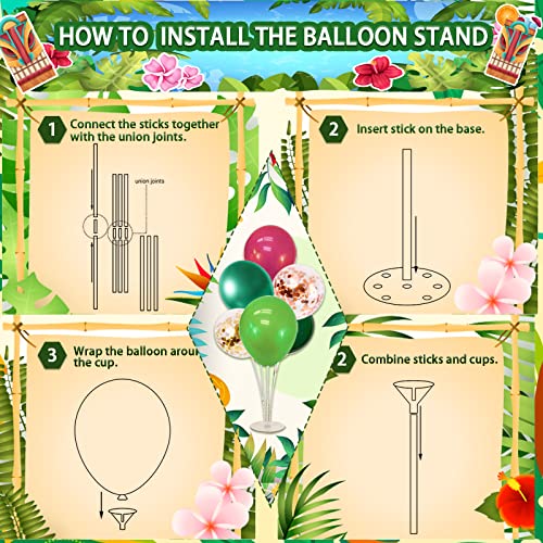 UJOYANT 323 Luau Party Decorations, Hawaiian Party Decorations Kit For Adults - "ALOHA"&"HAPPY BIRTHDAY" Banner, Balloons, Cake Topper, Straws, Table Skirt, Dinnerware Set For 25 Guests - Image 3