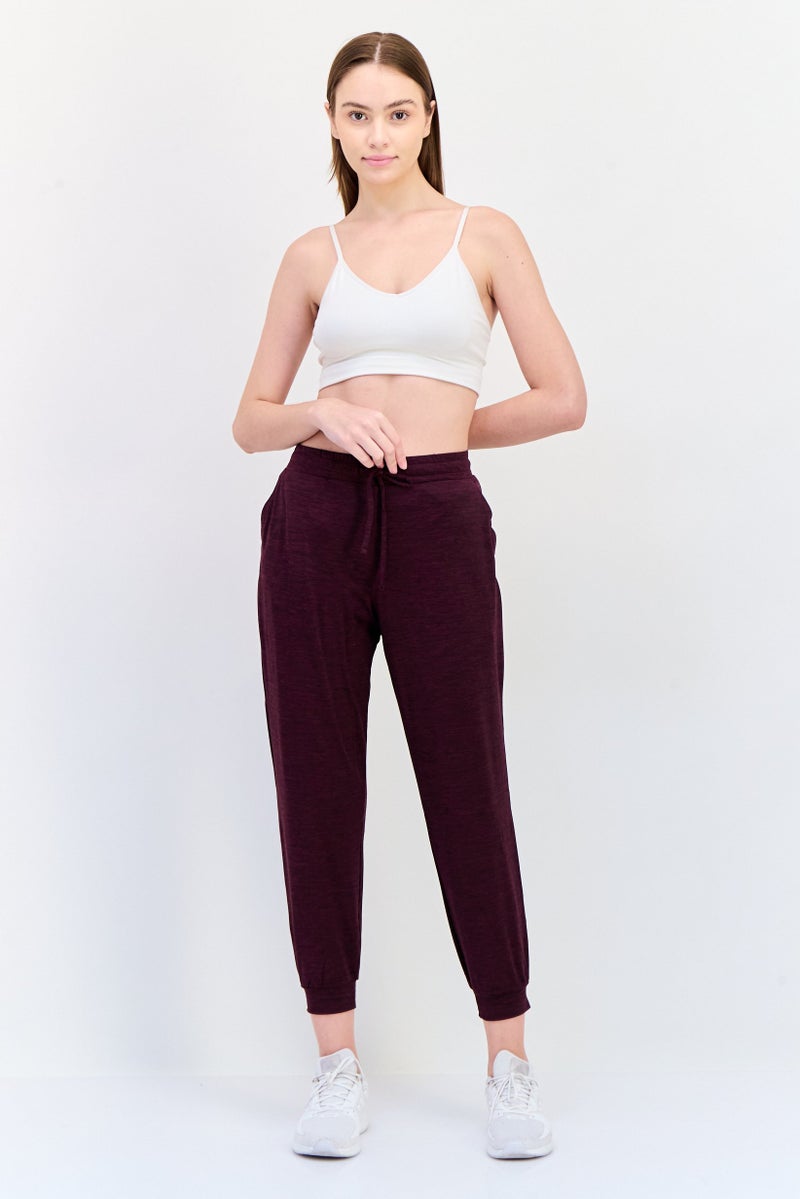 SKECHERS Women Sportswear Fit Brand Logo Training Track Pants, Maroon - Image 4