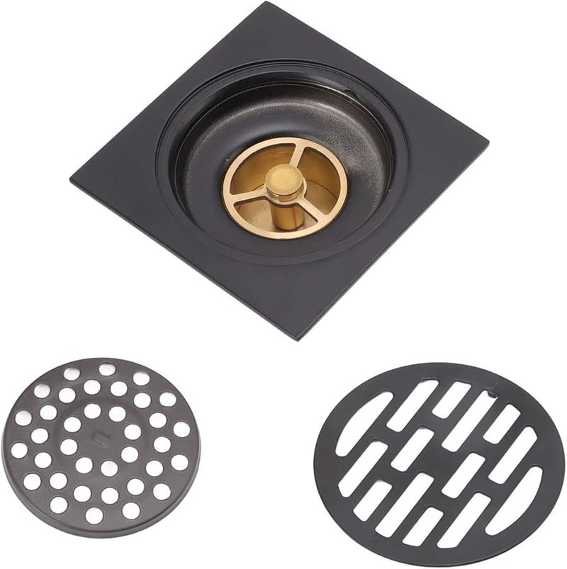 Black Stainless Steel Square Floor Drain Fast Draining Odor Resistant Grate For Garages - Image 1