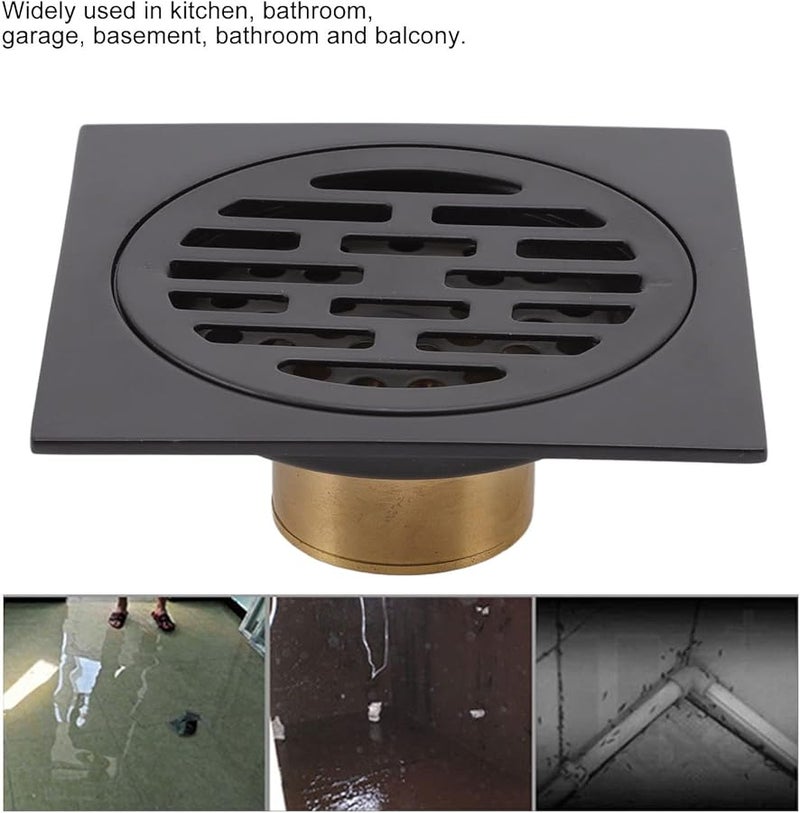Black Stainless Steel Square Floor Drain Fast Draining Odor Resistant Grate For Garages - Image 3