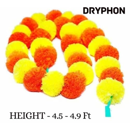 DRYPHON Artificial Flowers for Decoration, Marigold Garlands Decoration Home Decor Items, Diwali Decoration Items for Home Decor, Pooja Room Decorations, Ganpati Decoration (Multicolour, Pack of 5) - Image 2