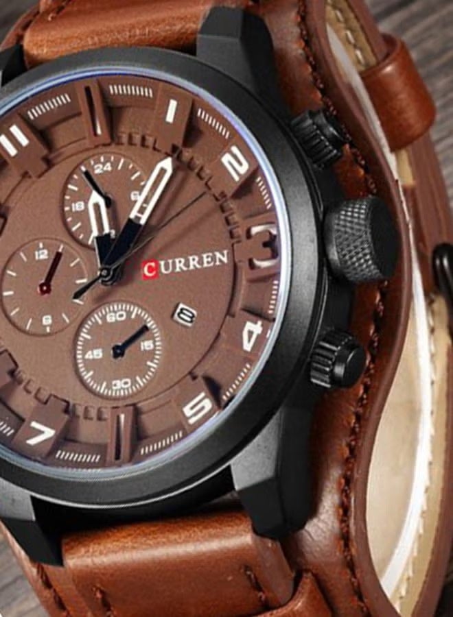 CURREN Men's Water Resistant Analog Watch 8225 - 48 mm - Brown - Image 3