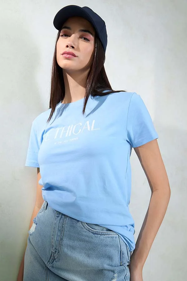 Virgio VIRGIO 100% Cotton Jersey Knit Blue Graphic Tee