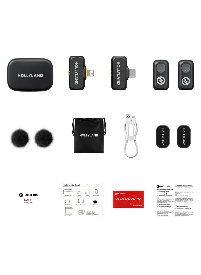 Hollyland LARK A1 Combo 2-Person Wireless Microphone System with USB-C and Lightning