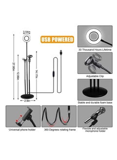 Generic 3 in 1 Professional Live Broadcasting Kit with Mini USB Ring Mic Stand and Mobile Phone Webcam Stand Premium Stand for Makeup Video Shooting, Live Video Calling and More  - Image 3